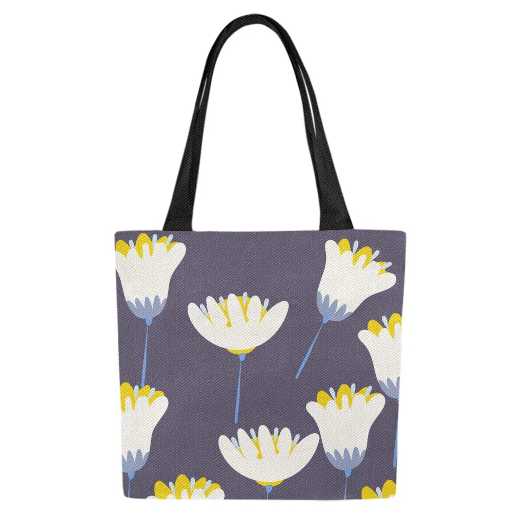 Floral Canvas Tote Bags, Original print Tulips (4 set)