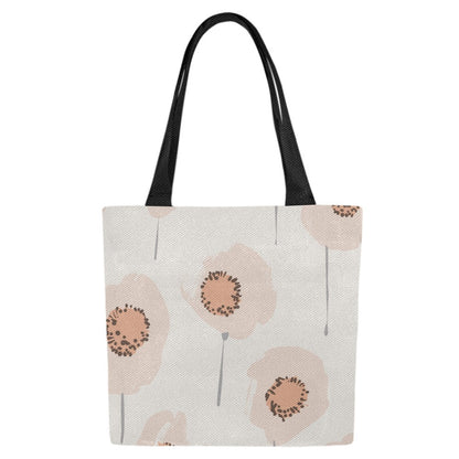 Floral Canvas Tote Bags, Peach Poppy (Set of 4)