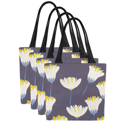 Floral Canvas Tote Bags, Original print Tulips (4 set)
