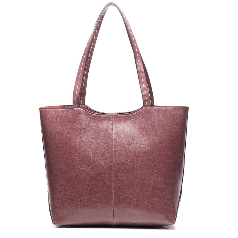 Genuine Leather Bold and Practical Ladies Tote