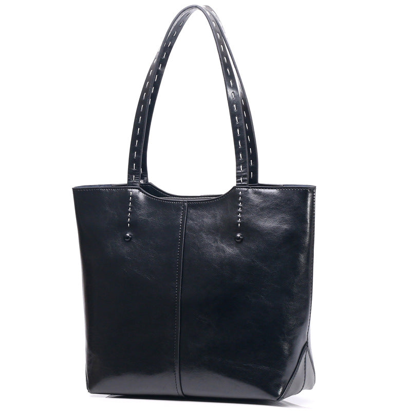 Genuine Leather Bold and Practical Ladies Tote