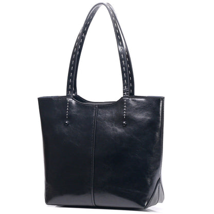 Genuine Leather Bold and Practical Ladies Tote