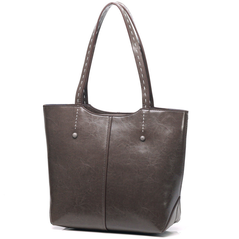 Genuine Leather Bold and Practical Ladies Tote