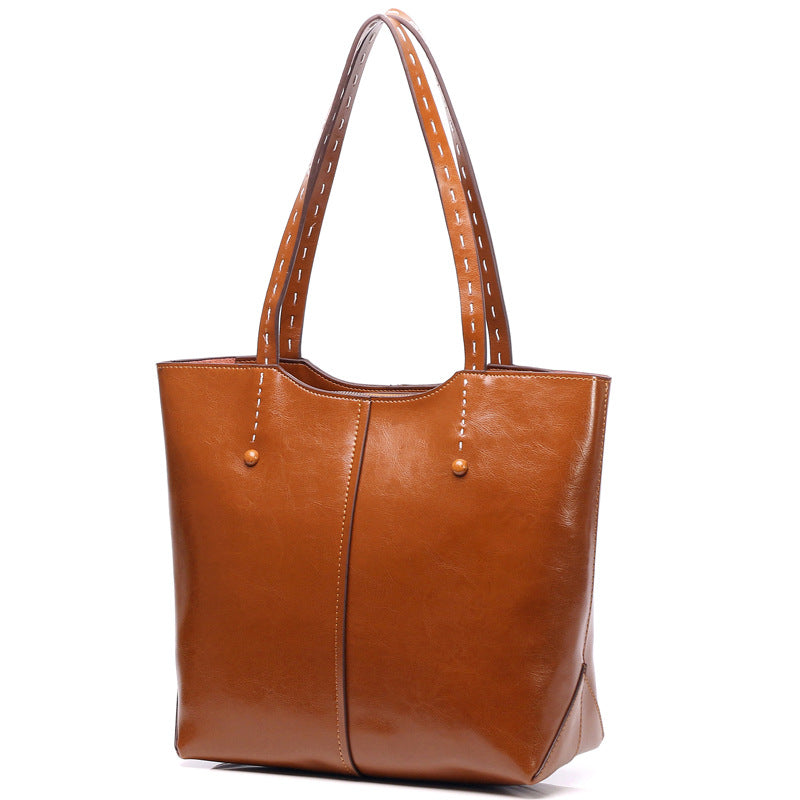 Genuine Leather Bold and Practical Ladies Tote