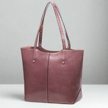 Genuine Leather Bold and Practical Ladies Tote