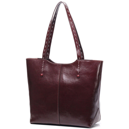 Genuine Leather Bold and Practical Ladies Tote