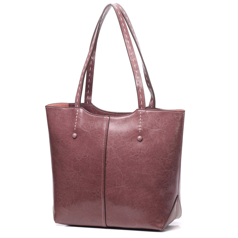 Genuine Leather Bold and Practical Ladies Tote