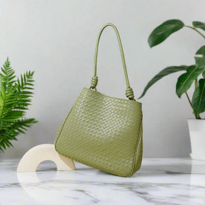 Genuine Leather Braided Bliss Handbag