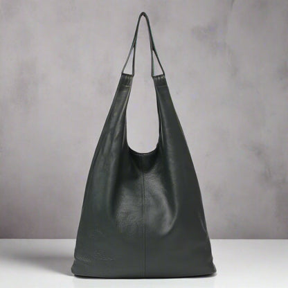 Genuine Leather Bucket Hobo Handbag