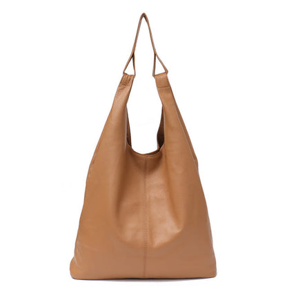 Genuine Leather Bucket Hobo Handbag