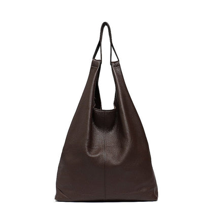 Genuine Leather Bucket Hobo Handbag