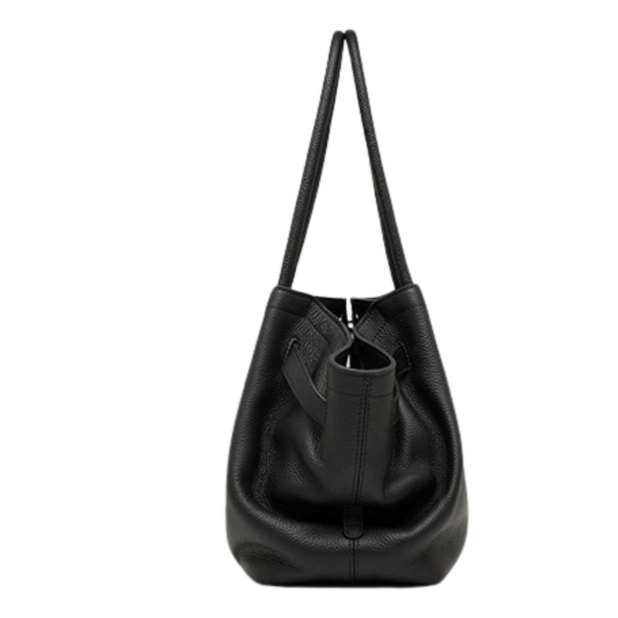 Premium full-grain leather Harlow Basket Leather Work Tote with rolled handles and spacious basket silhouette