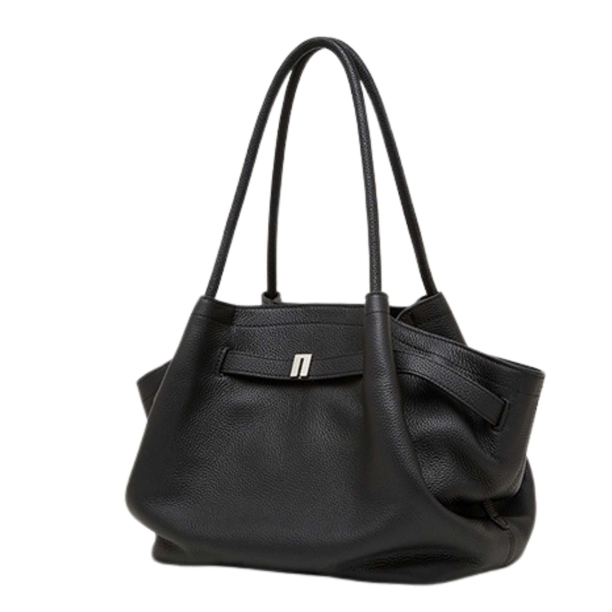 Harlow Basket leather work tote with premium full-grain leather and rolled handles