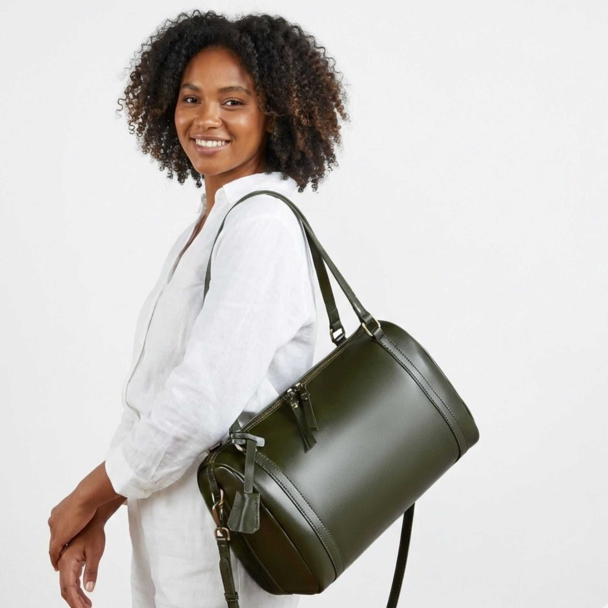 Helmsley Top Grain Leather Large Barrel Tote