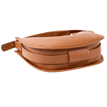 Large crossbody satchel in genuine leather with sleek, structured design.