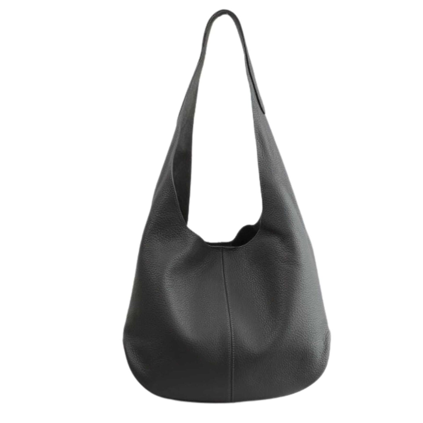 Large leather tote bag with simple, relaxed design, part of the Essence of Elegance Handbag Collection.