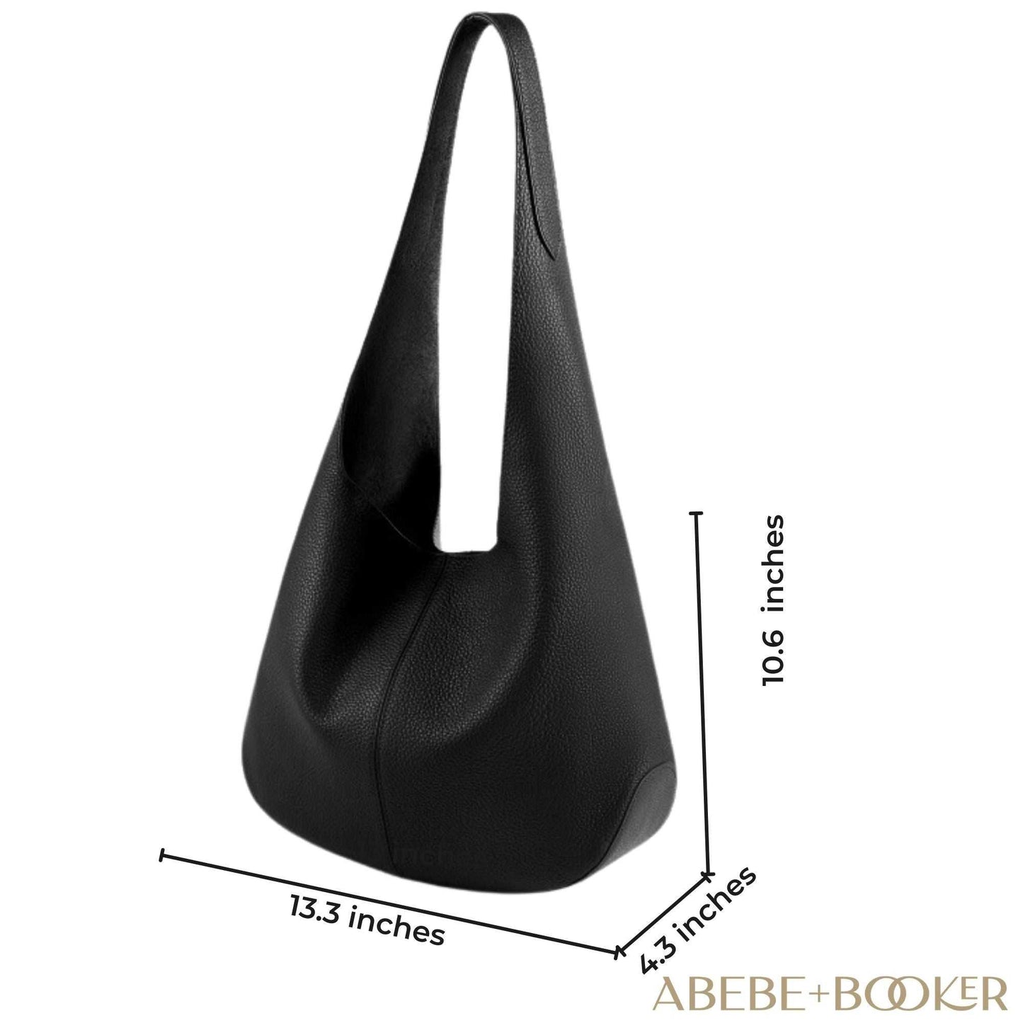 Large leather tote bag in black, simple relaxed design with spacious interior, made from genuine leather.