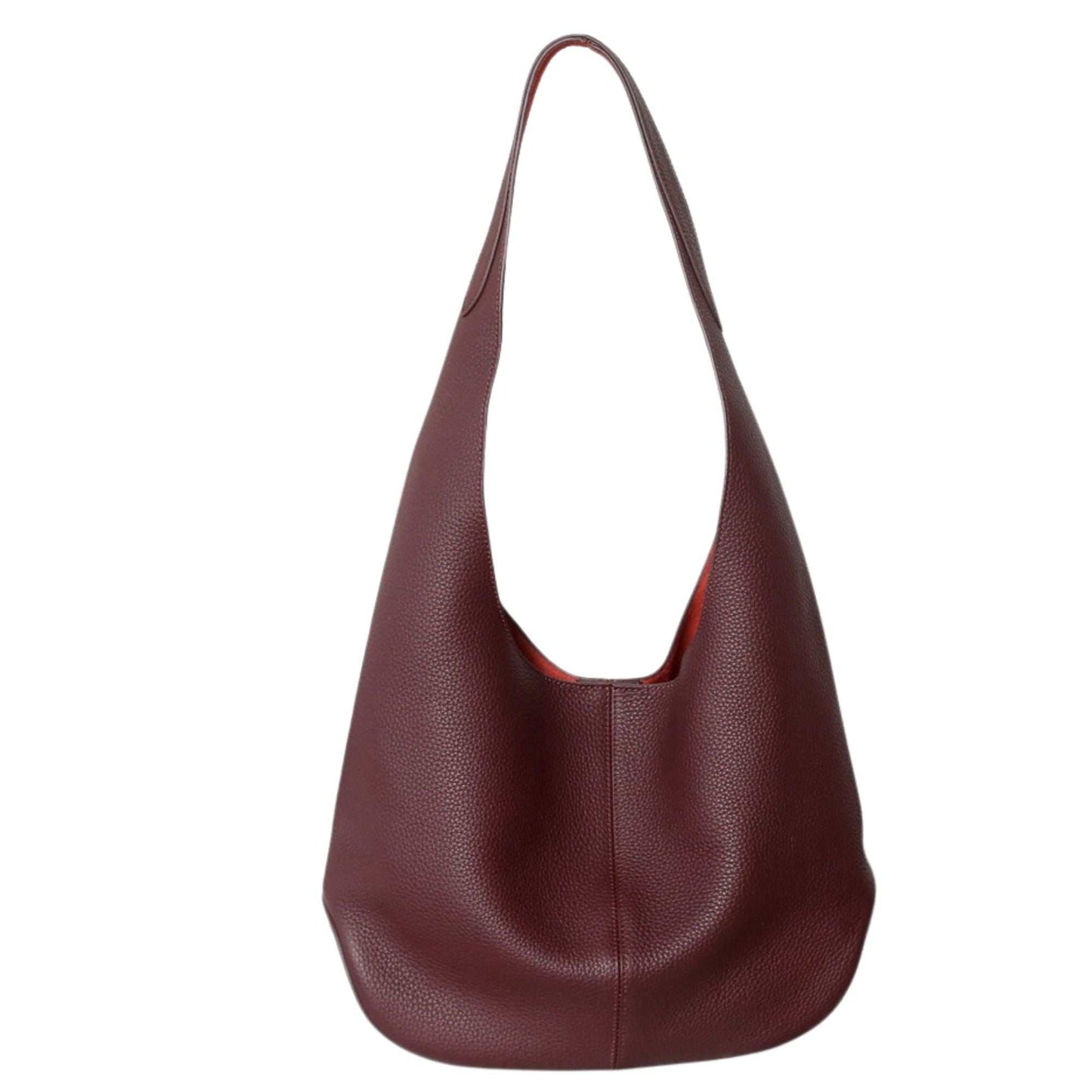 Large leather tote bag in rich brown, simple relaxed design, elegant and functional.