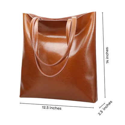 Leather shoulder bag, genuine leather, retro design, elegant brown color, spacious and stylish accessory.