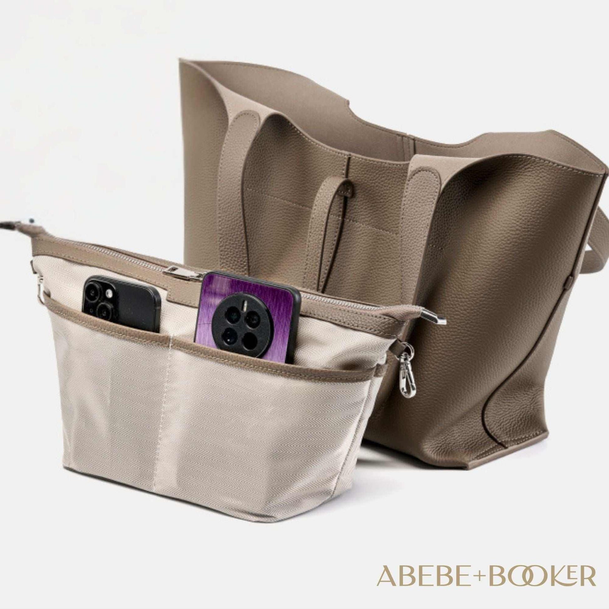 Leather Tote Purse with Zipper, premium genuine leather, concave design, versatile storage pockets, elegant and practical accessory.