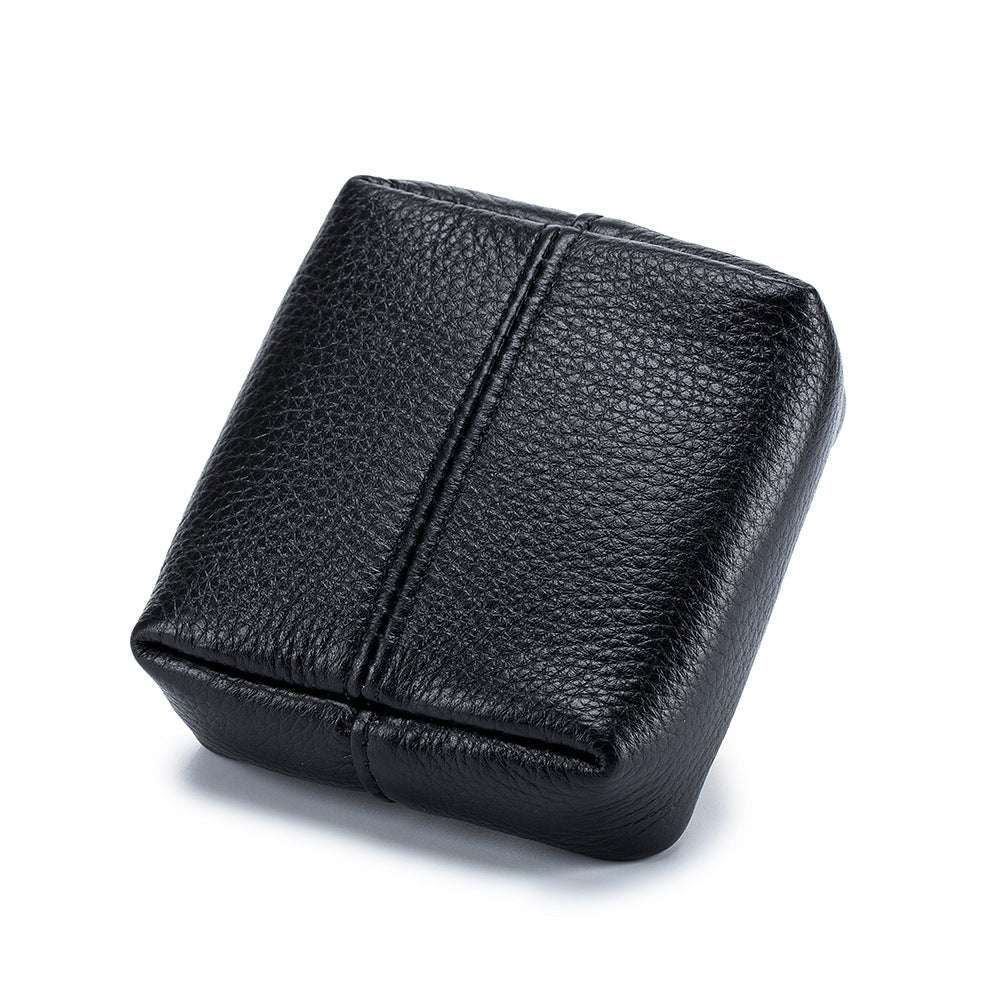 Black soft leather lipstick case, compact and