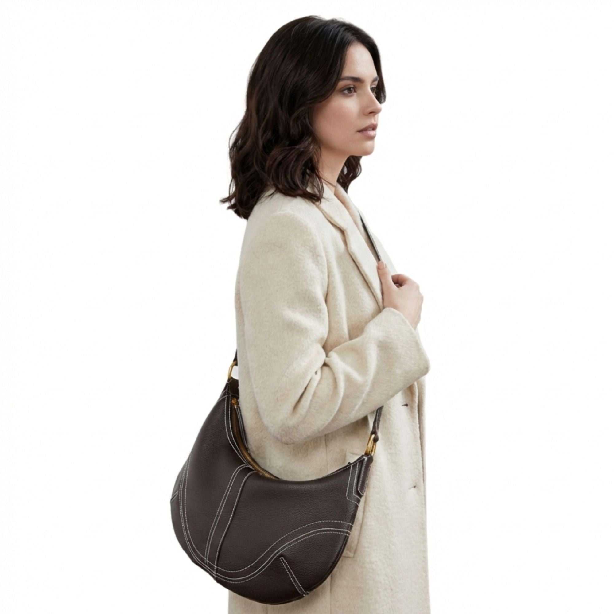 Lunara Top Grain Leather Contrast Hobo