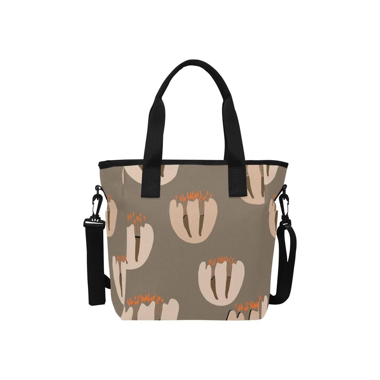 Lunch Tote For Women, Beige Tulip