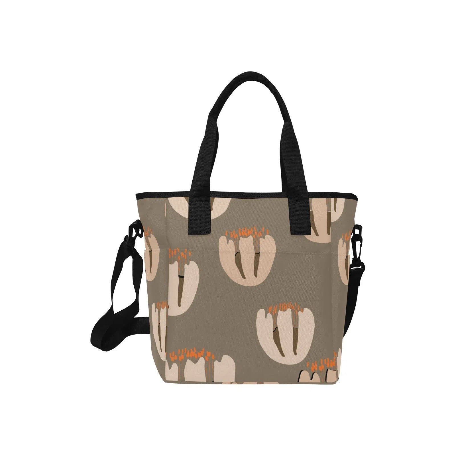 Lunch Tote For Women, Beige Tulip