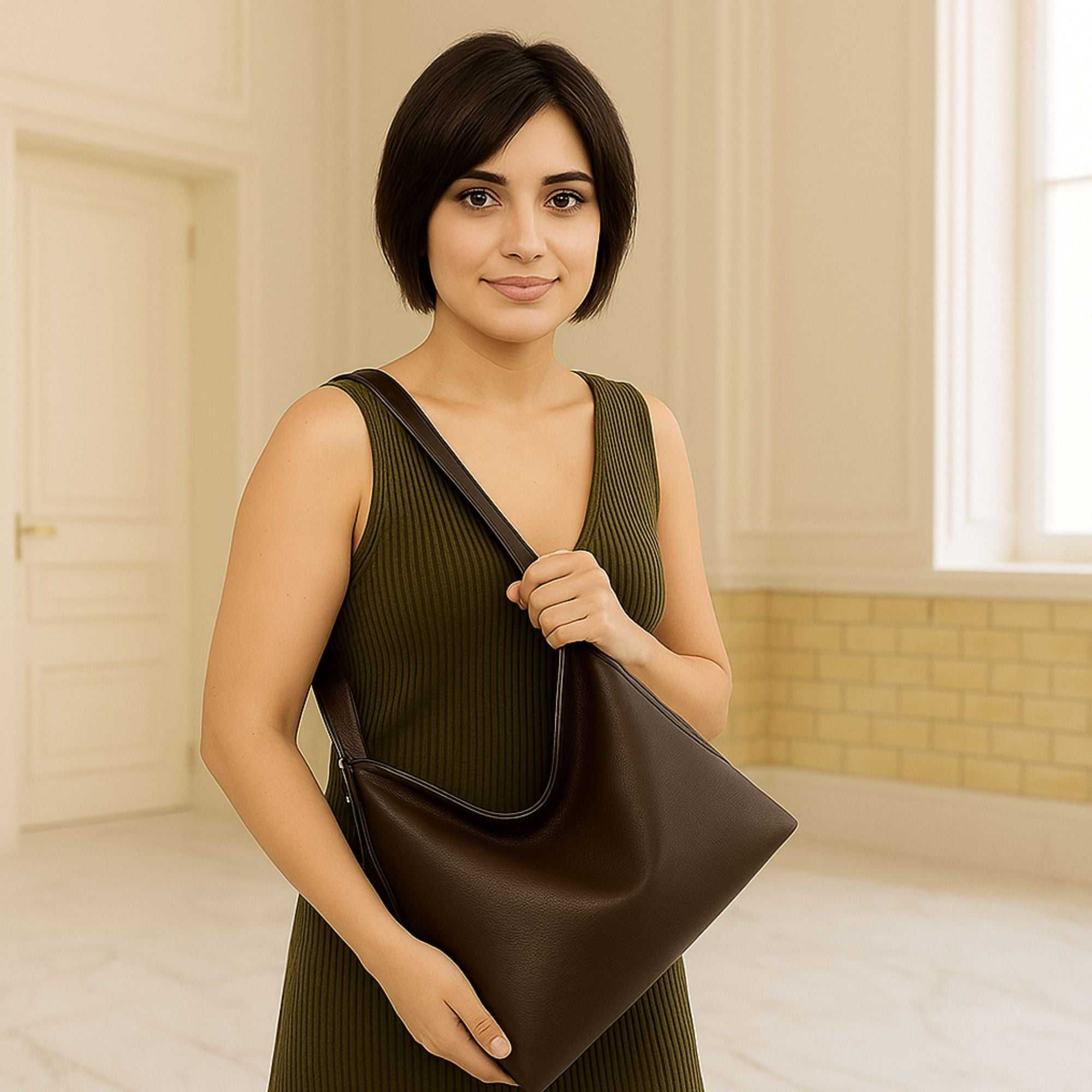 Claridge Simple Leather Hobo