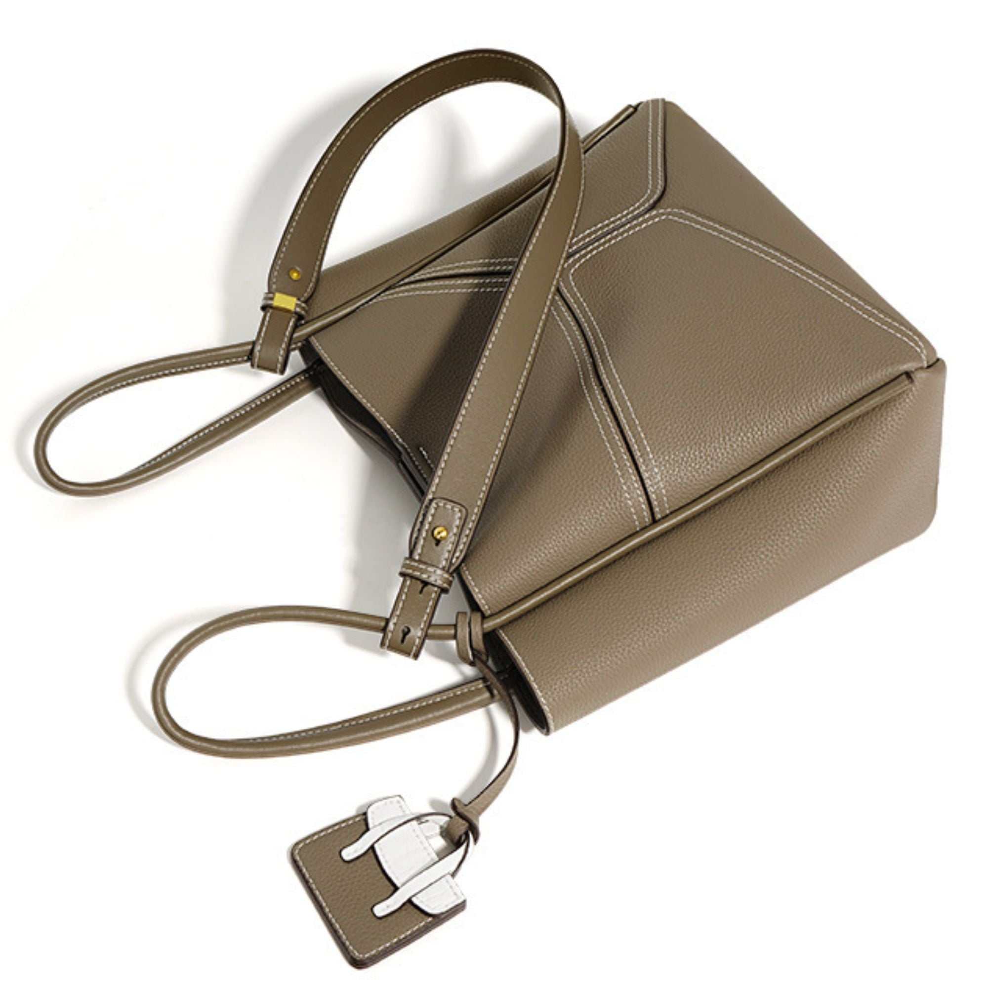 Meridian Top Grain Leather Geometric Bag