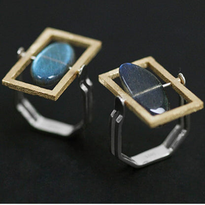 18K Gold and 925 Silver Labradorite Ring by Abebe+Booker