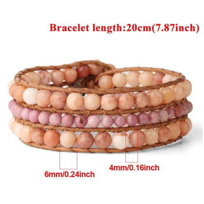 Pink Aventurine Rhodonite Stone Bead Bracelet