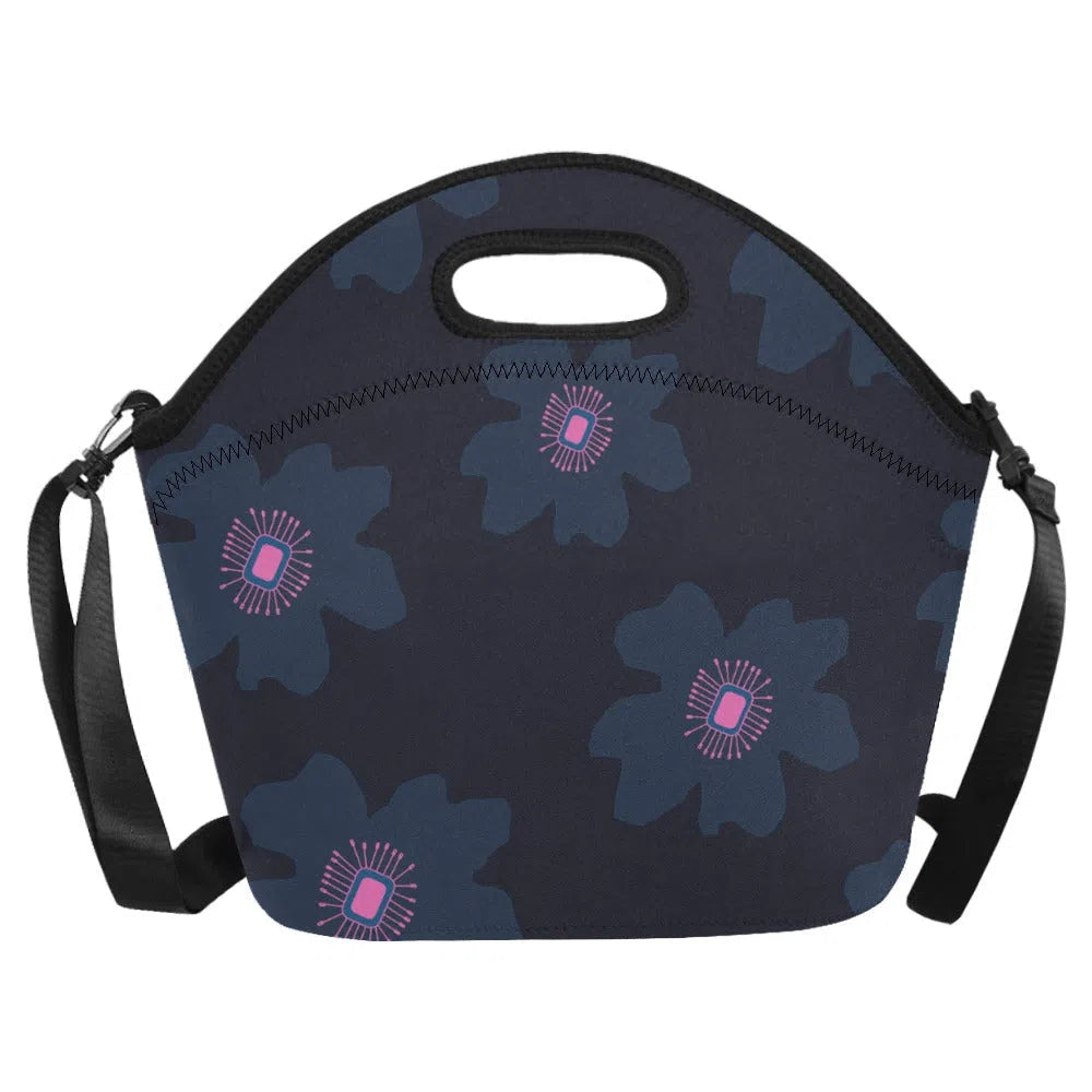 Neoprene Lunch Bag Large, Pink Hibiscus