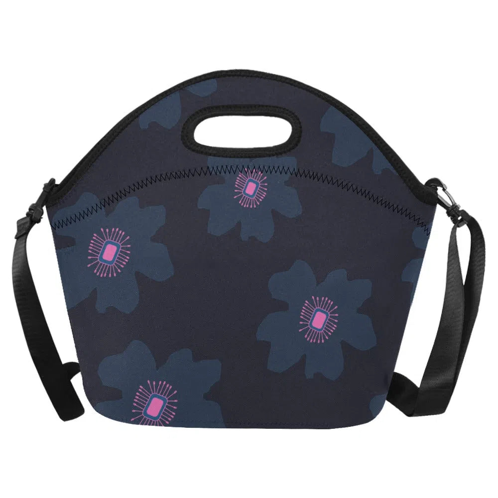 Neoprene Lunch Bag Large, Pink Hibiscus