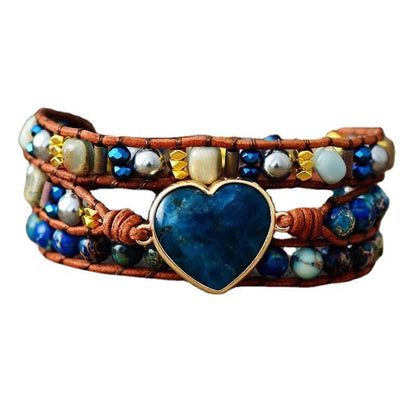 Blue Apatite Handmade Gemstone Wrap Bracelet