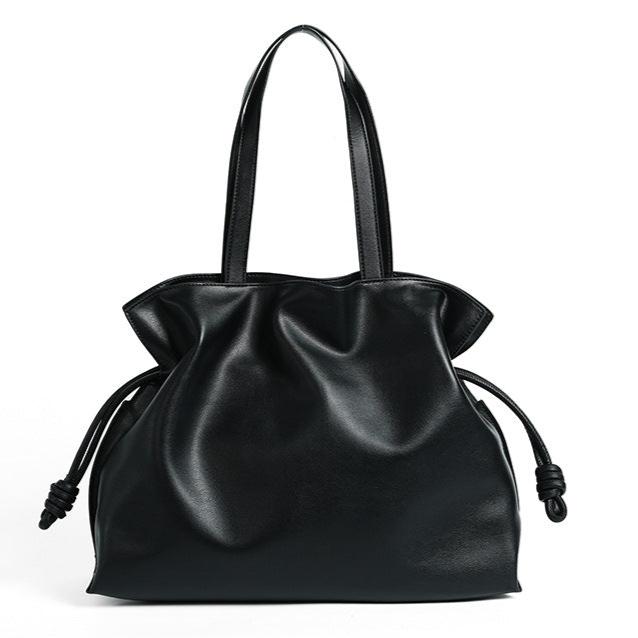 Minimalist Genuine Leather Drawstring Tote Bag