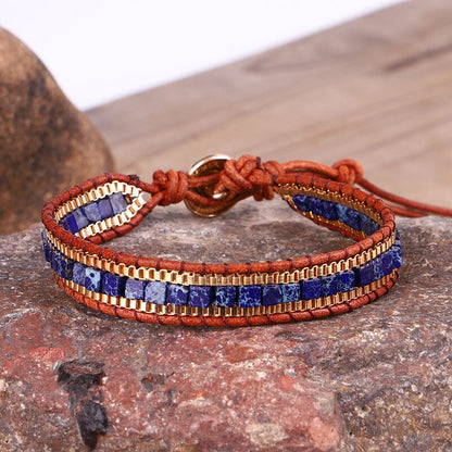 Leather and Lapis Lazuli Bracelet