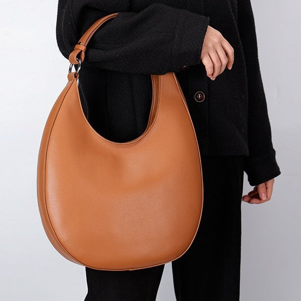 Genuine Leather Metro Crescent Handbag