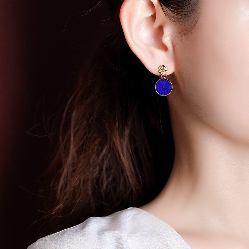 Lapis Lazuli Stone Earrings Gold Vermeil Dangle Earrings