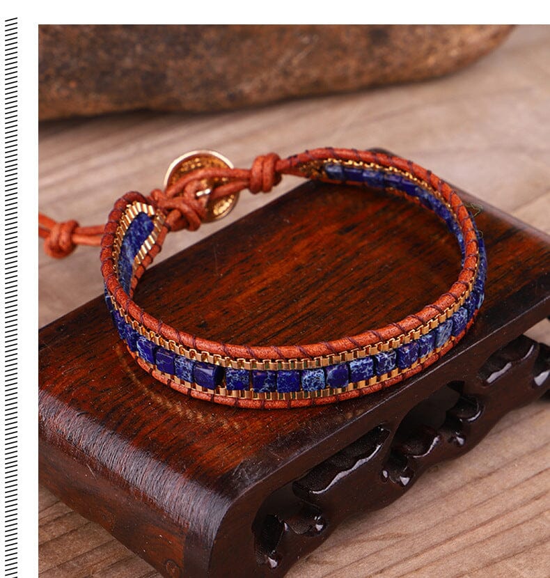 Leather and Lapis Lazuli Bracelet