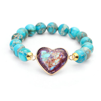 Blue Heart Emperor Jasper Gemstone Bracelet