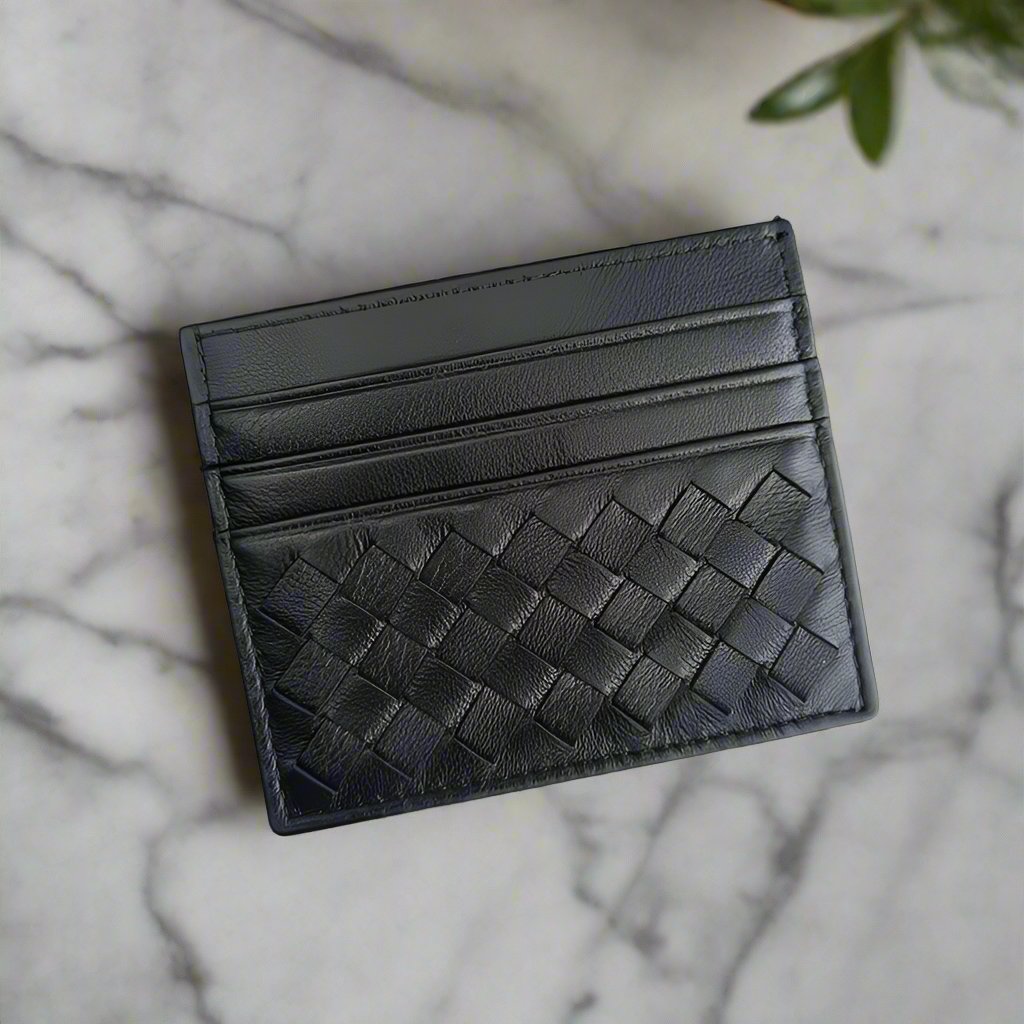 Genuine Leather Woven Card Wallet