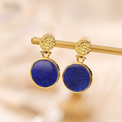 Lapis Lazuli Stone Earrings Gold Vermeil Dangle Earrings