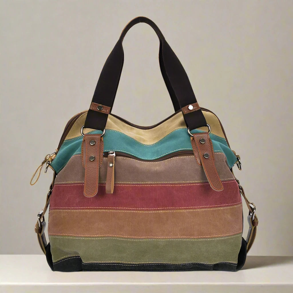 Patchwork Canvas Shoulder Handbag