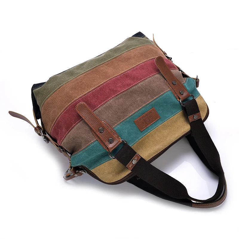 Patchwork Canvas Shoulder Handbag