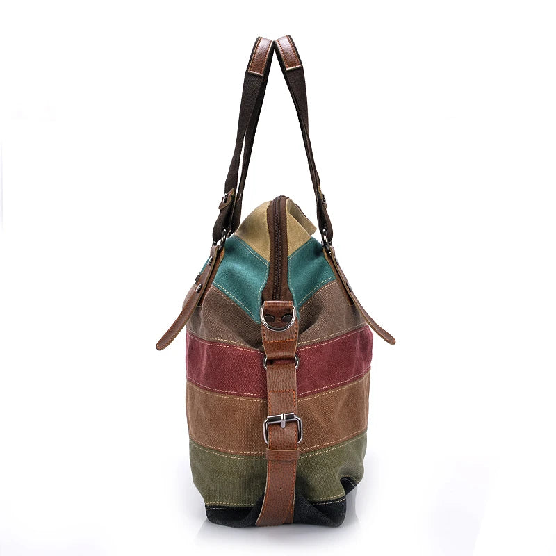 Patchwork Canvas Shoulder Handbag