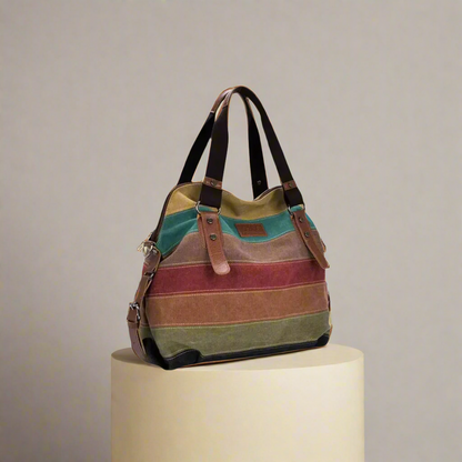 Patchwork Canvas Shoulder Handbag