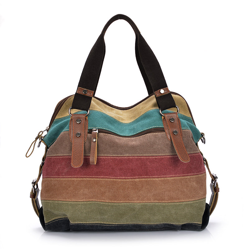 Patchwork Canvas Shoulder Handbag