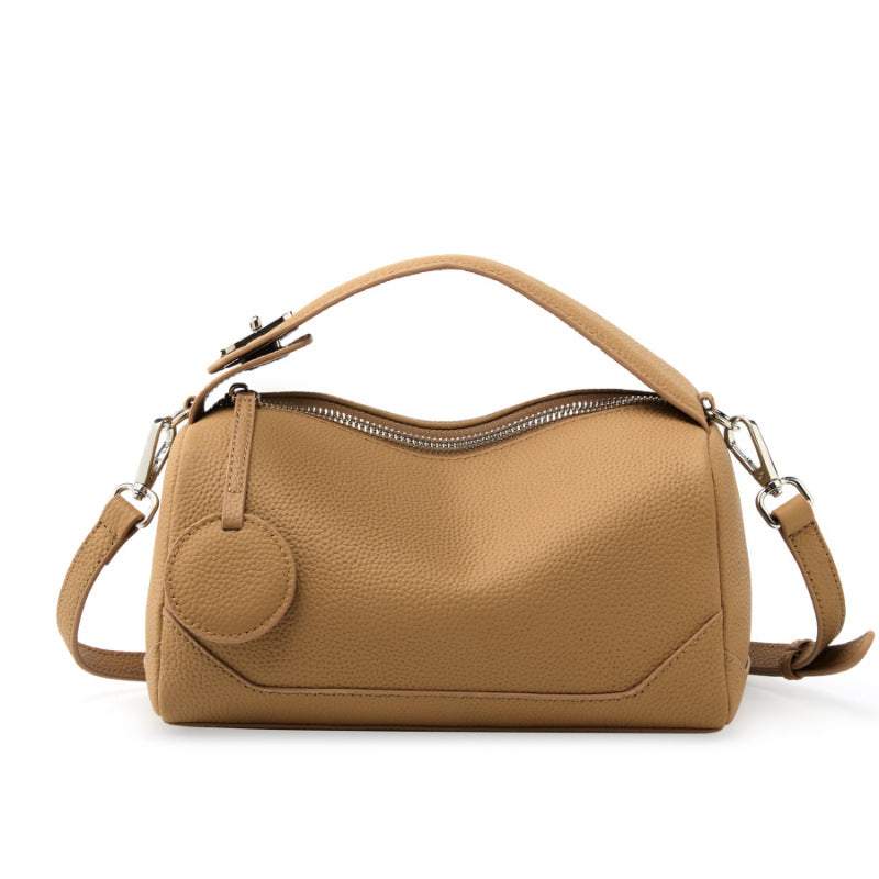 Petite Modern Lychee Leather Handbag in genuine lychee-textured leather with adjustable strap and multiple pockets.