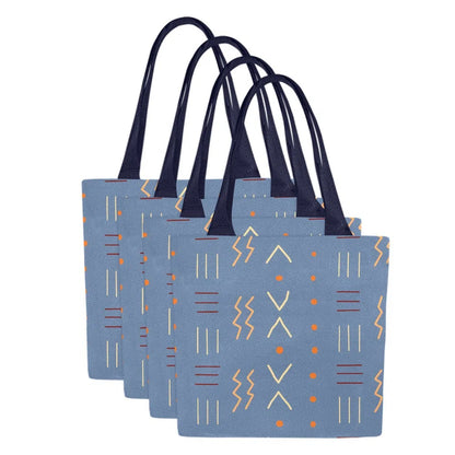 Reusable Grocery Shopping Canvas Tote Bags, Denim (Set of 4)